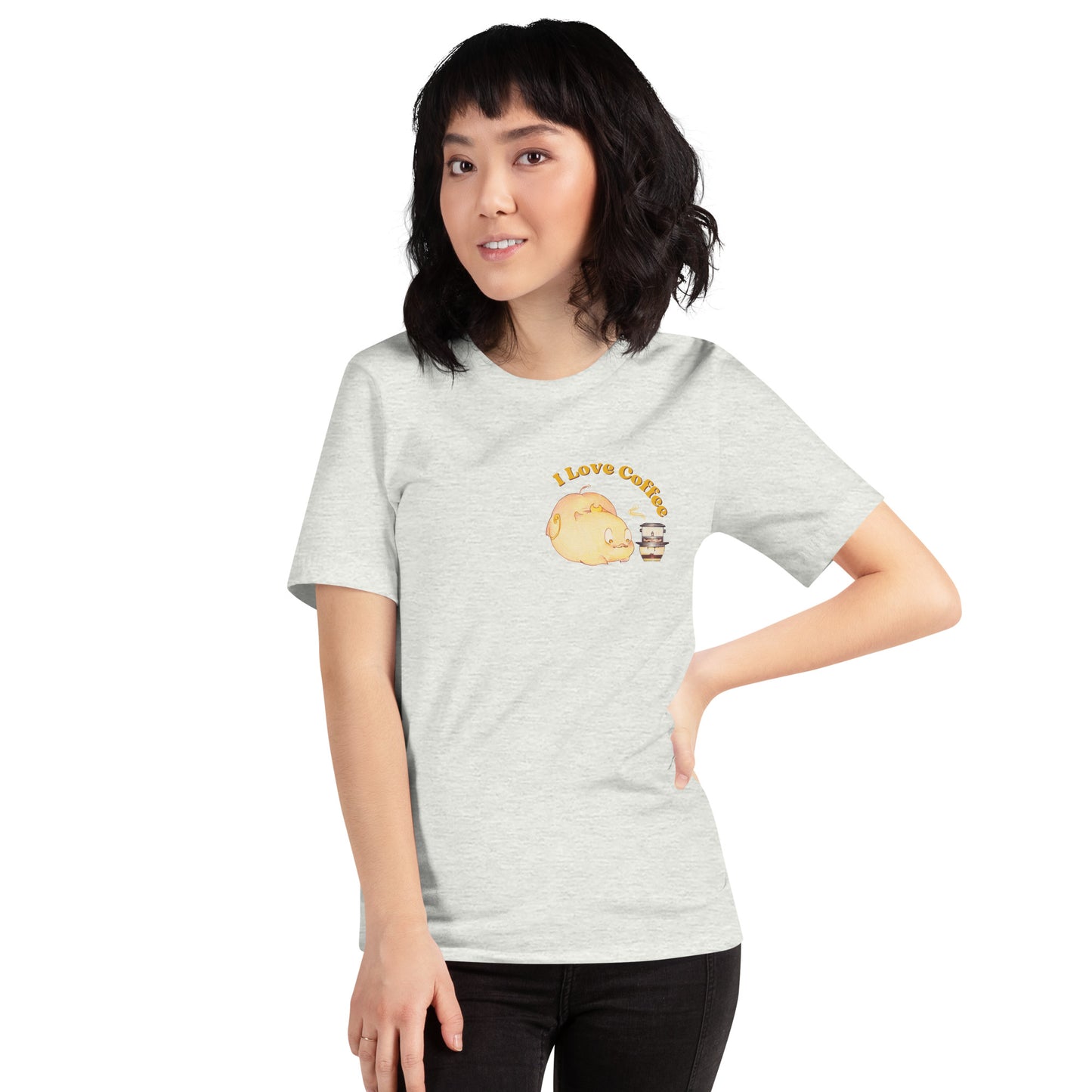 T-shirt - Pig Moon loves Coffee - Storybook character | Pig Moon Store