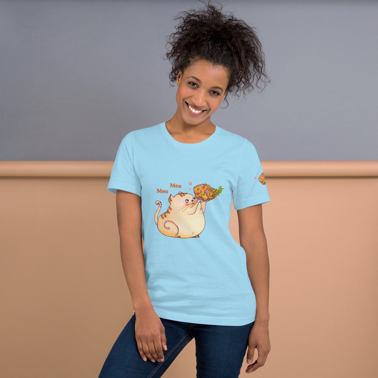 Cute Cat with Dragon Fruit Fish T-Shirt