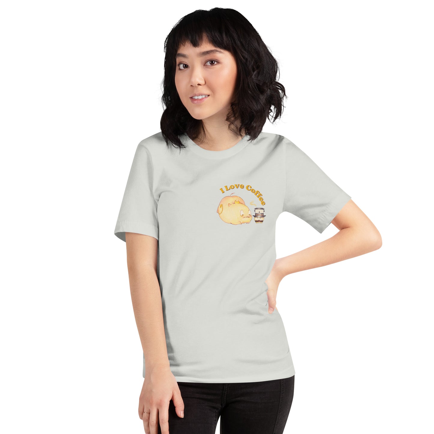 T-shirt - Pig Moon loves Coffee - Storybook character | Pig Moon Store