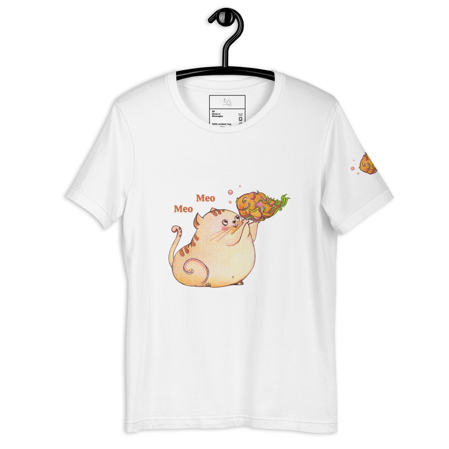 Cute Cat with Dragon Fruit Fish T-Shirt